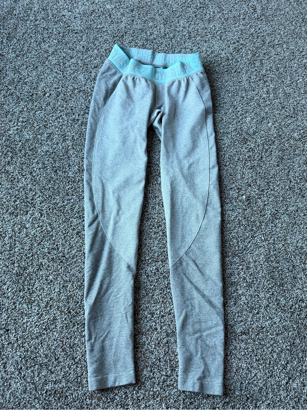 Gymshark Fit Seamless Leggings Small Gray Mint Logo Waistband Compression